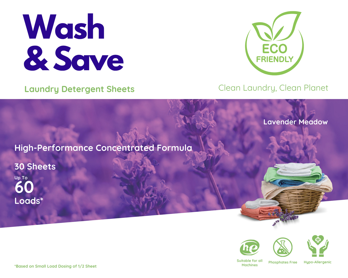 Wash & Save Laundry Detergent Sheets - Lavender Meadow