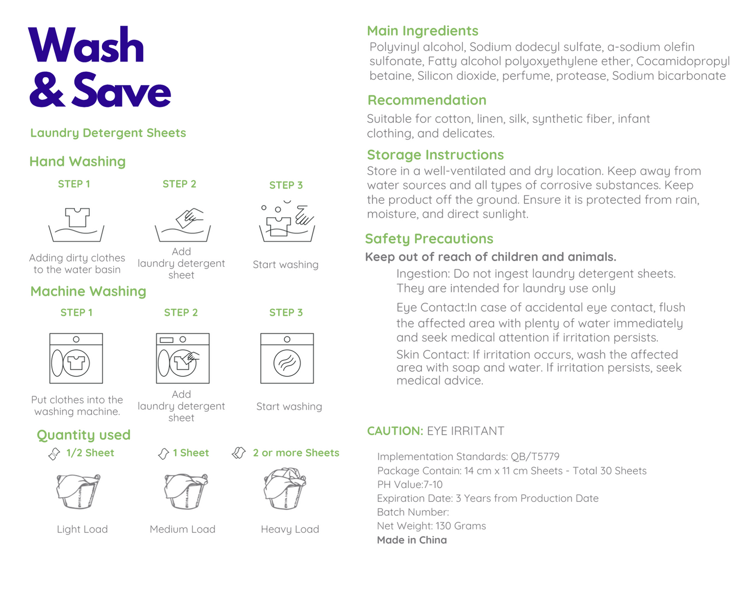 Wash & Save Laundry Detergent Sheets - Spring Fresh